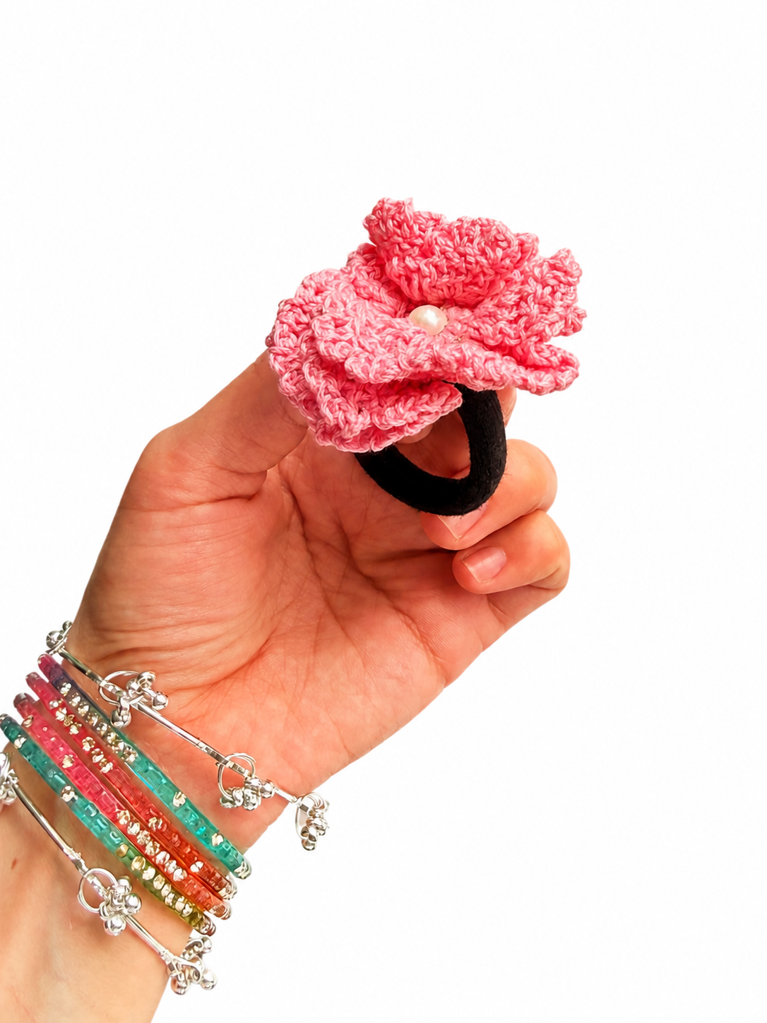 Pink Crochet Hair Tie