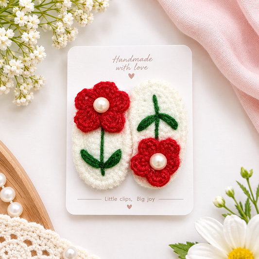 Crochet Flower Hair Clips