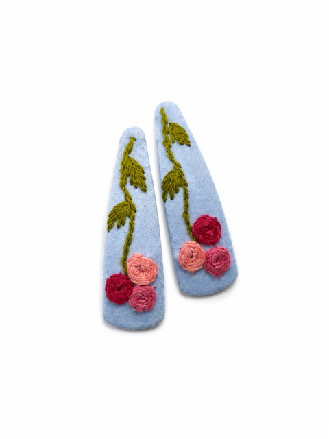 Minimal Floral Embroidery Hair Pins