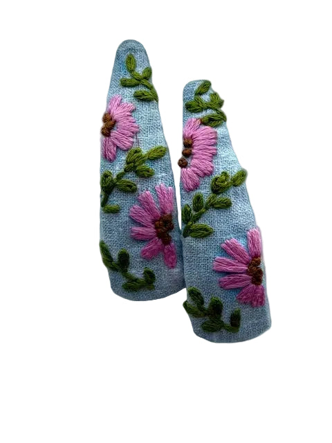 Minimal Floral Embroidery Hair Pins